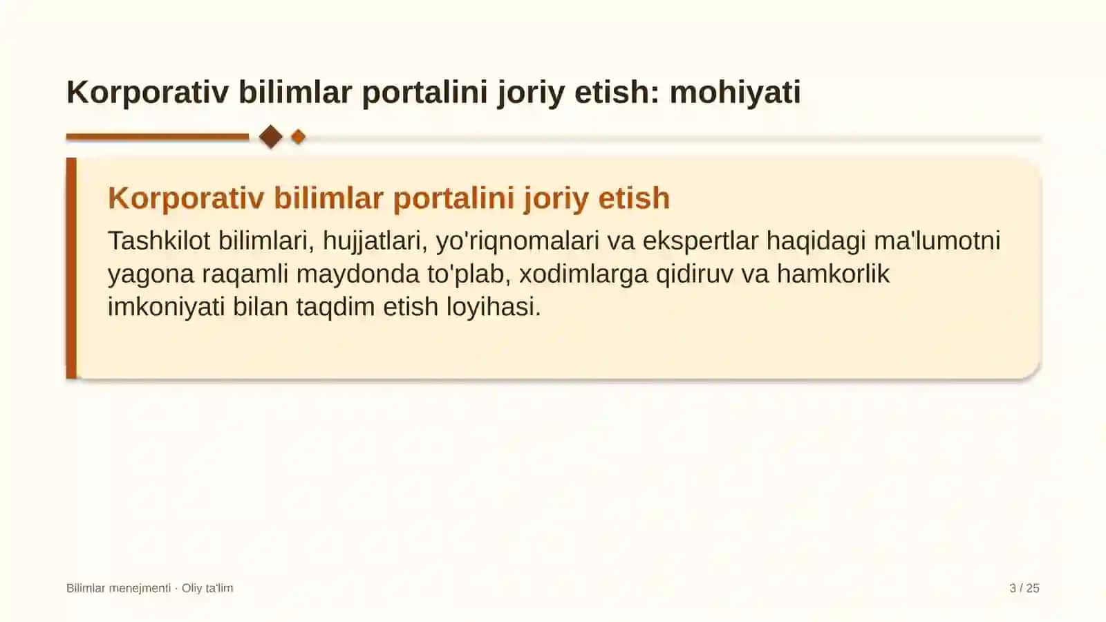 Keytering xizmatida korporativ bilimlar portalini joriy etish 3