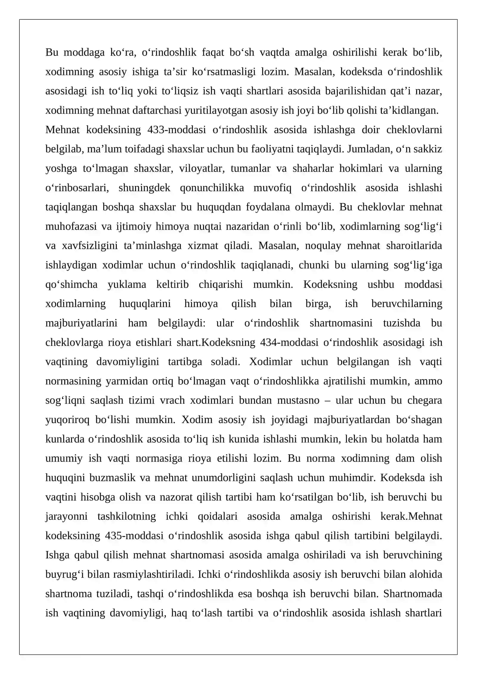 O‘rindoshlik asosida ishlovchi shaxslarning mehnatini huquqiy jihatdan tartibga solishning o‘ziga xos xususiyatlari 3