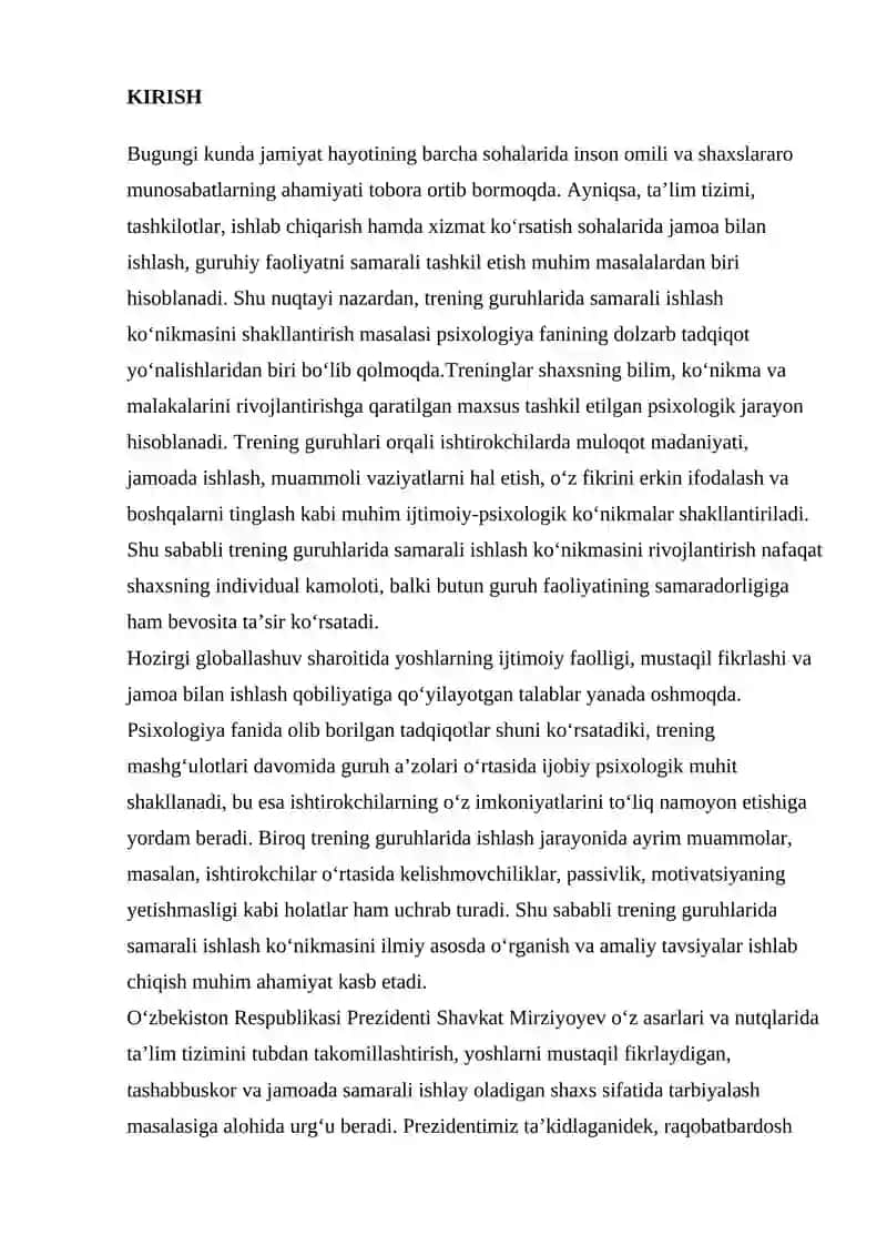 TRENING GURUHLARIDA SAMARALI ISHLASH KO‘NIKMASINI SHAKLLANTIRISHNING PSIXOLOGIK ASOSLARI 3