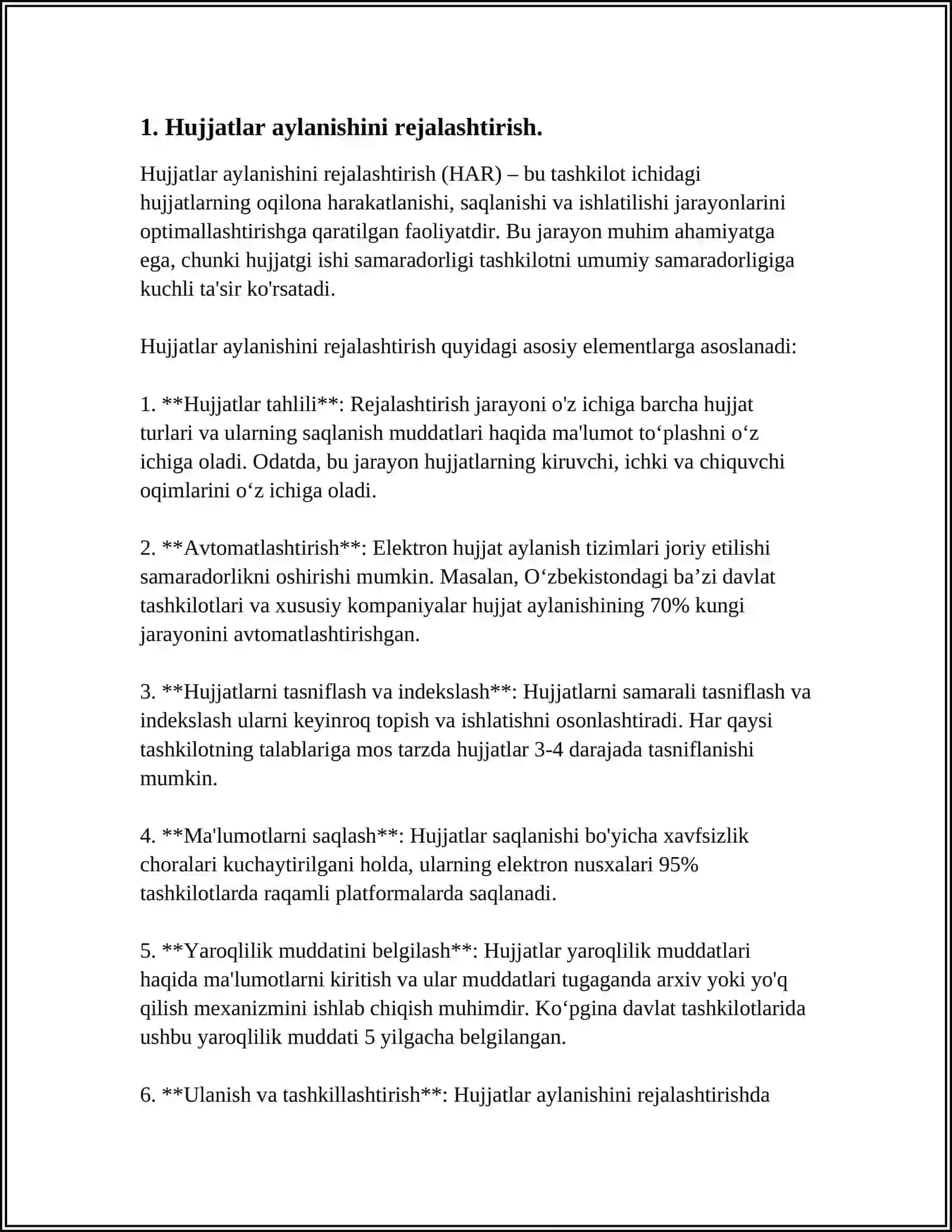 Hujjatlar aylanishini rejalashtirish 3