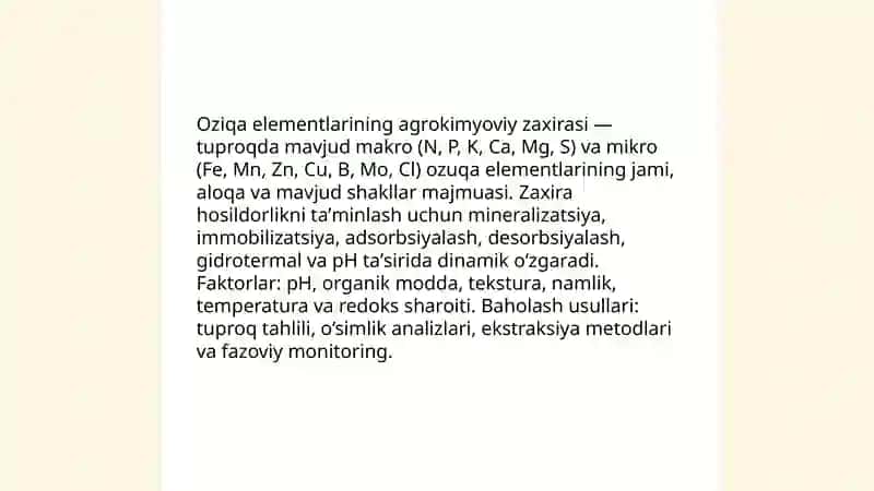 Oziqa elementlarining agrokimyoviy zaxirasi va grafik dasturi 3