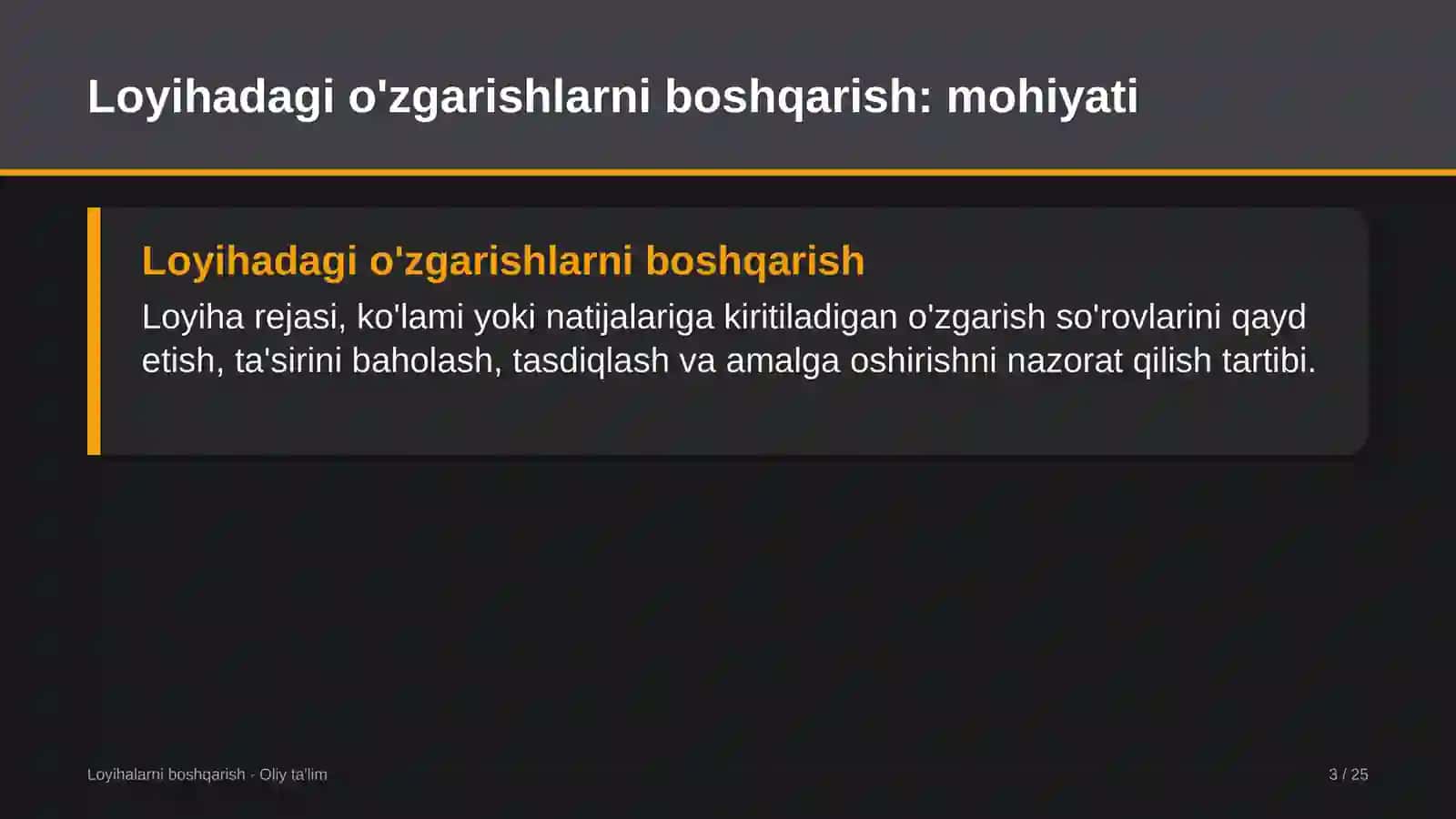 Televideniyeda loyihadagi o'zgarishlarni boshqarish 3
