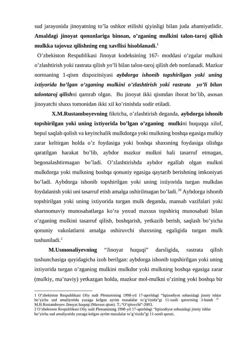 O'zlashtirish yoki rastrata yoli bilan talon-toroj qilish 3