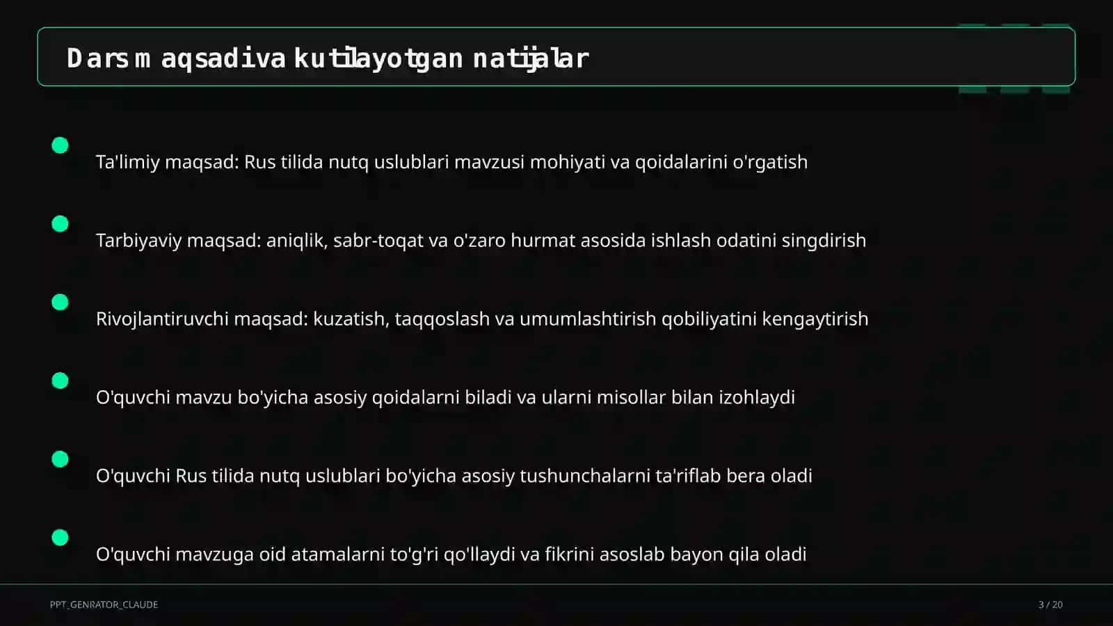 Rus tilida nutq uslublari (10-sinf) 3
