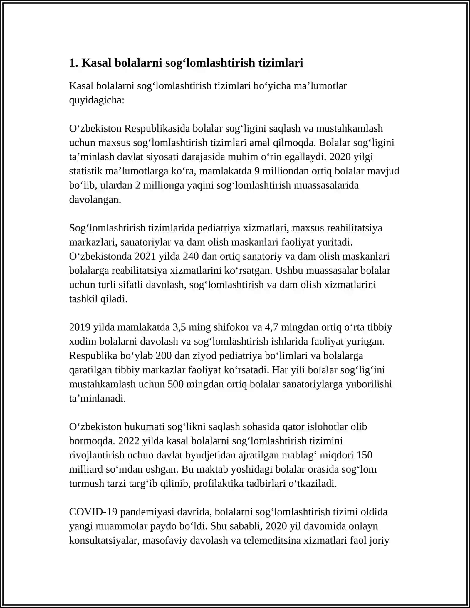NIMA UCHUN PEDAGOGIKA OLIY OʻQUV YURTLARIDA KASAL BOLALAR BILAN ISHLAYDIGAN OʻQITUVCHILARGA TIBBIYOT FANLARI OʻQITILISHI KERAK 3