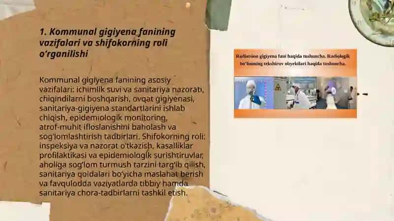 Kommunal gigiyena fanini oʻrganishda shifokorning vazifalari 3