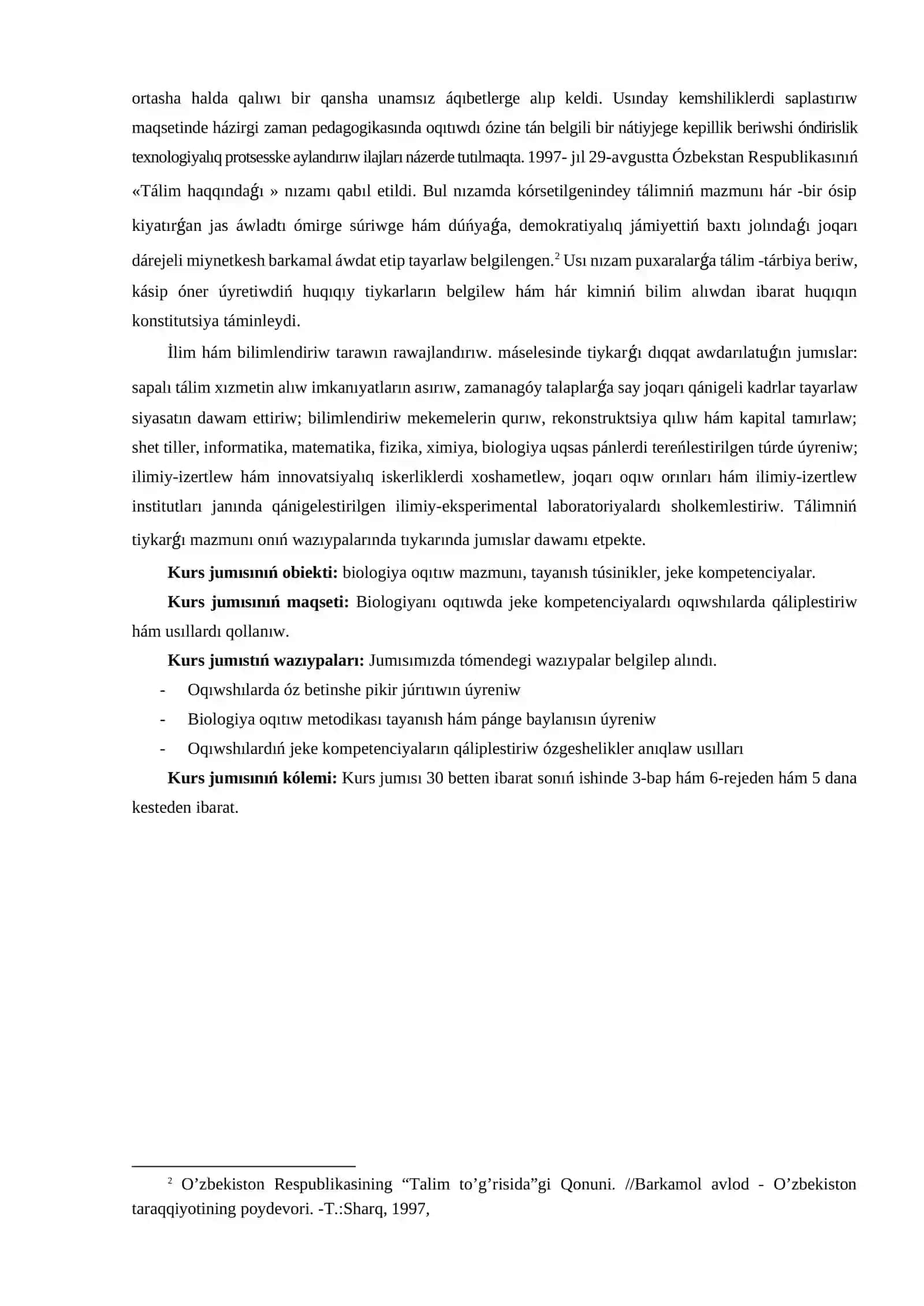 Biologıyanı oqıtıwda tayanısh hám pánge tiyisli jeke kompetencıyalardı rawajlandırıw 3