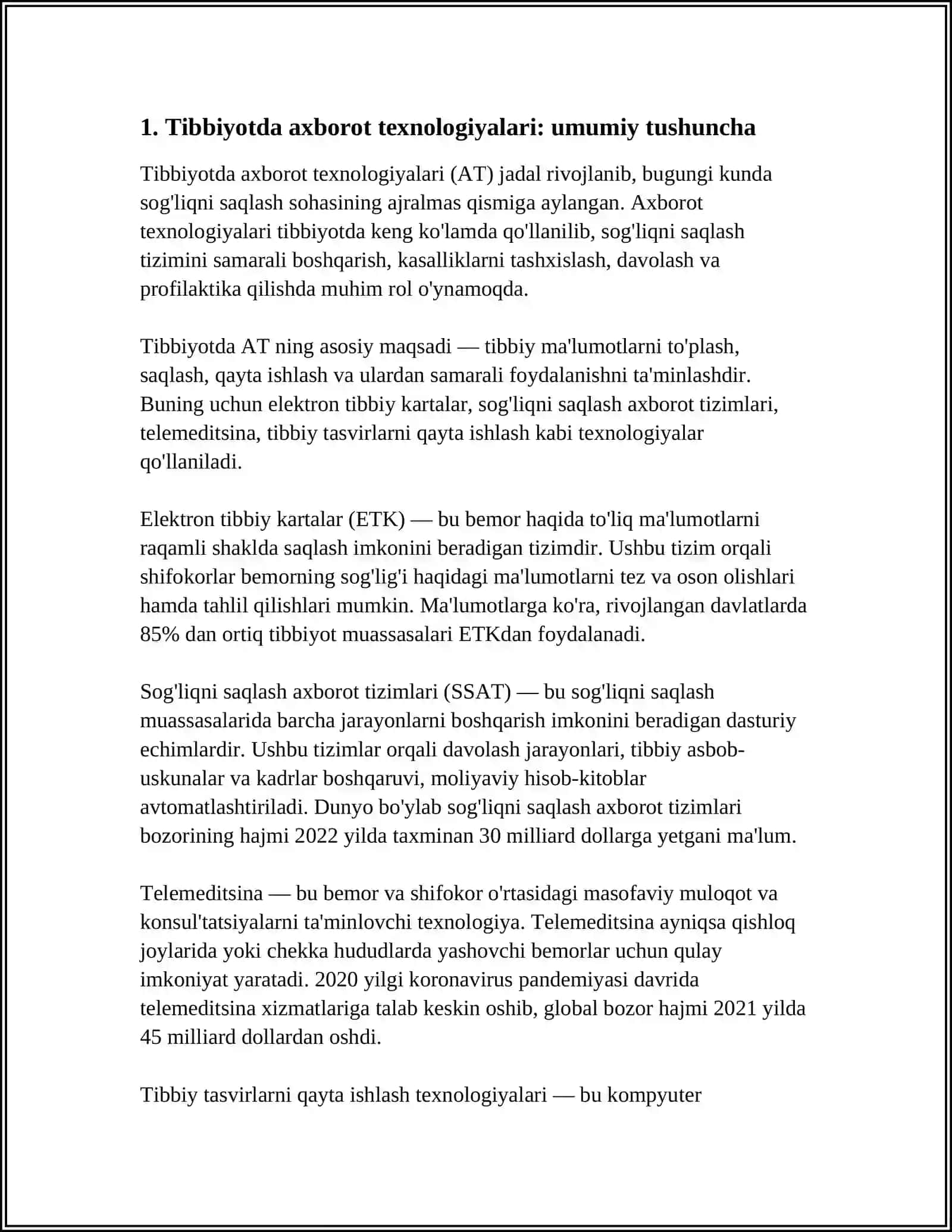 Tibbiyotda axborot texnologiyalari 3