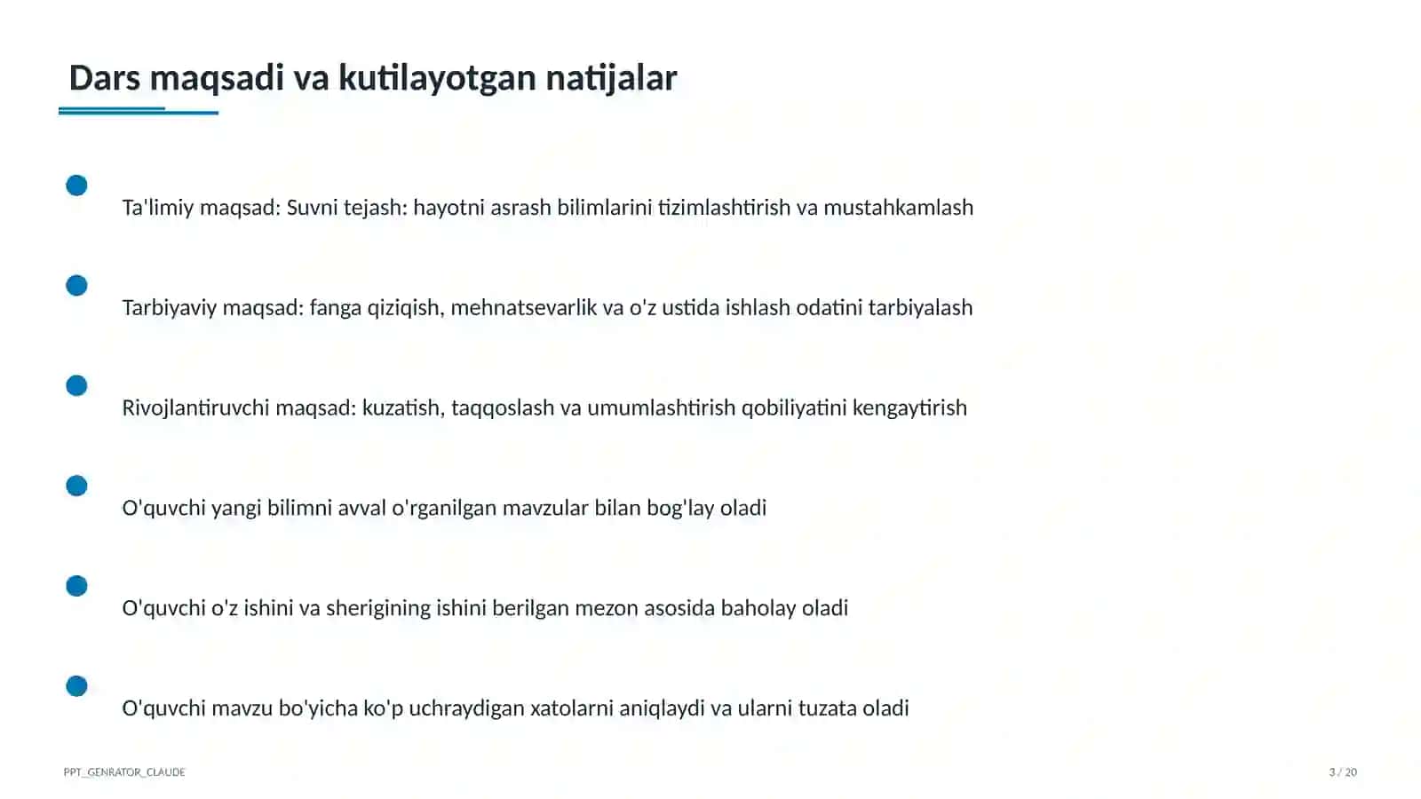 Sinf soati va tarbiyaviy tadbirlar (1–11) 3