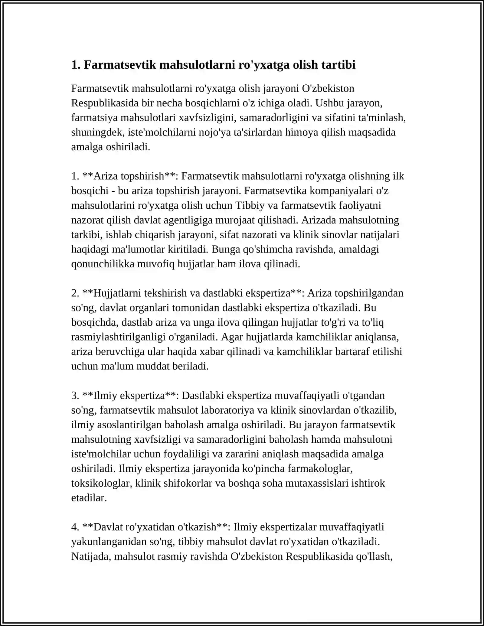 FARMATSEVTIK TAVARLARNING HAVFSIZLIGNING TA'MINLASH TO'GRISIDAGI MEYORIY XUJJATLAR 3