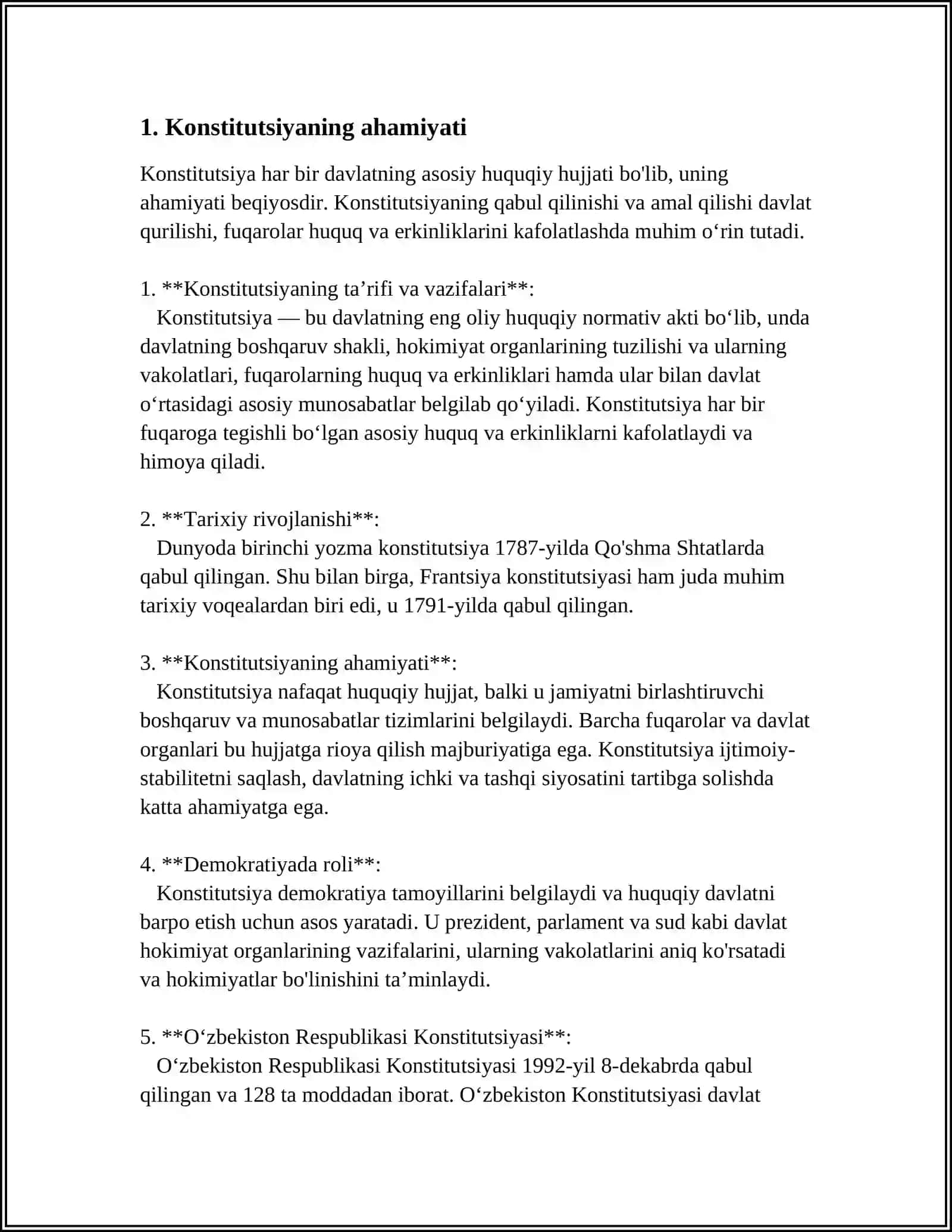 MUSTAQIL ISH Mavzu: KONSTITUTSIYA VA MENING HUQUQLARIM 3