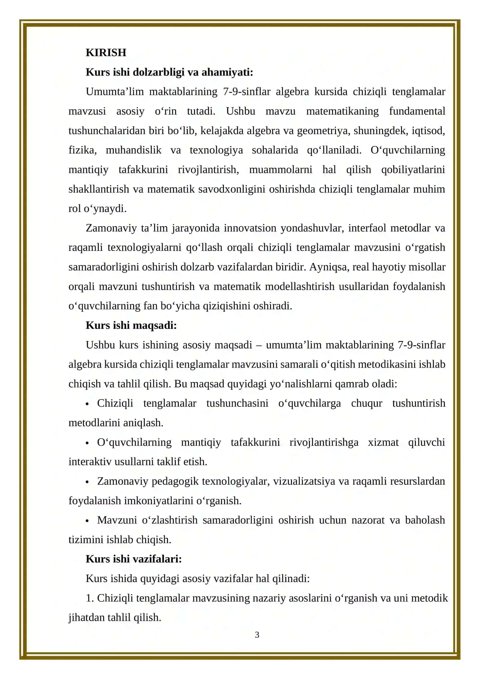 Umumta'lim maktablari 7-9 sinflar algebra kursida chiziqli tenglamalar mavzusini o'qitish metodikasi 3