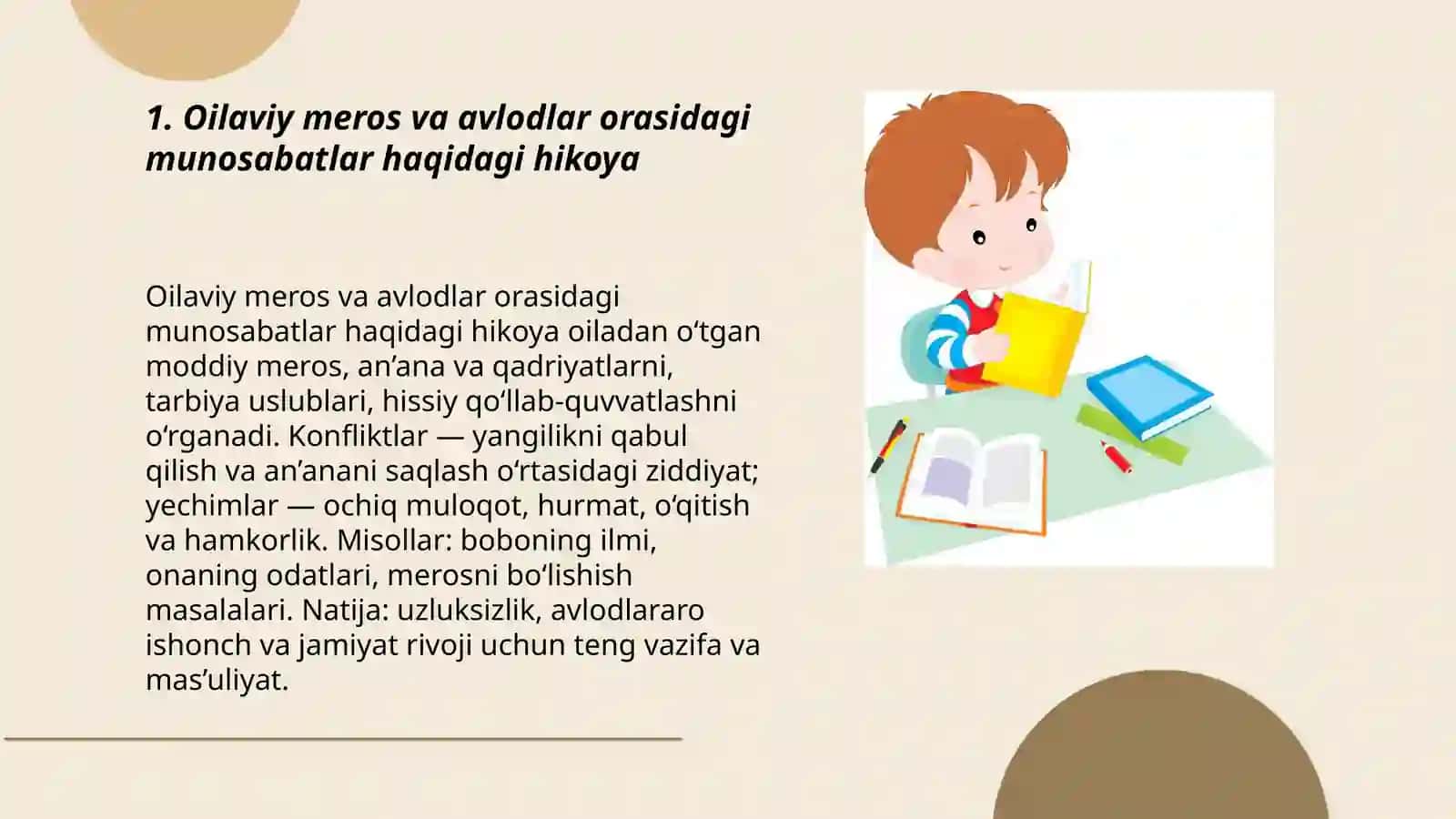 Oilaviy meros va avlodlar orasidagi munosabatlar haqidagi hikoya 3