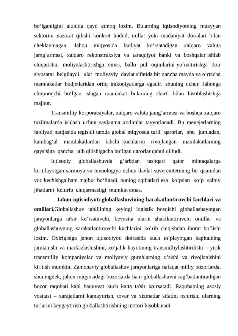 Jahon iqtisodiyotini globallashtirish 3