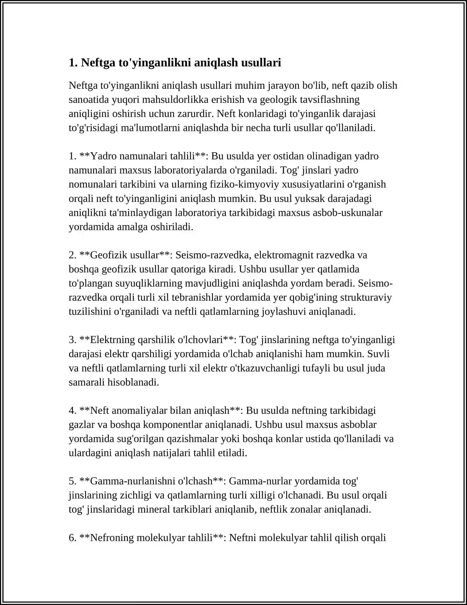 QATLAMNING NEFTGA TO'YINGANLIK DARAJASINI GEOFIZIK USULLAR BILAN ANIQLASH 3