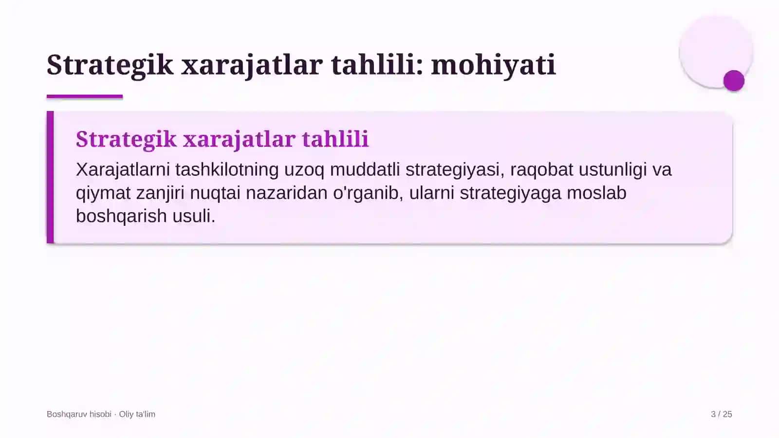 soatsozlik ustaxonalarida strategik xarajatlar tahlilini o'tkazish 9826 3