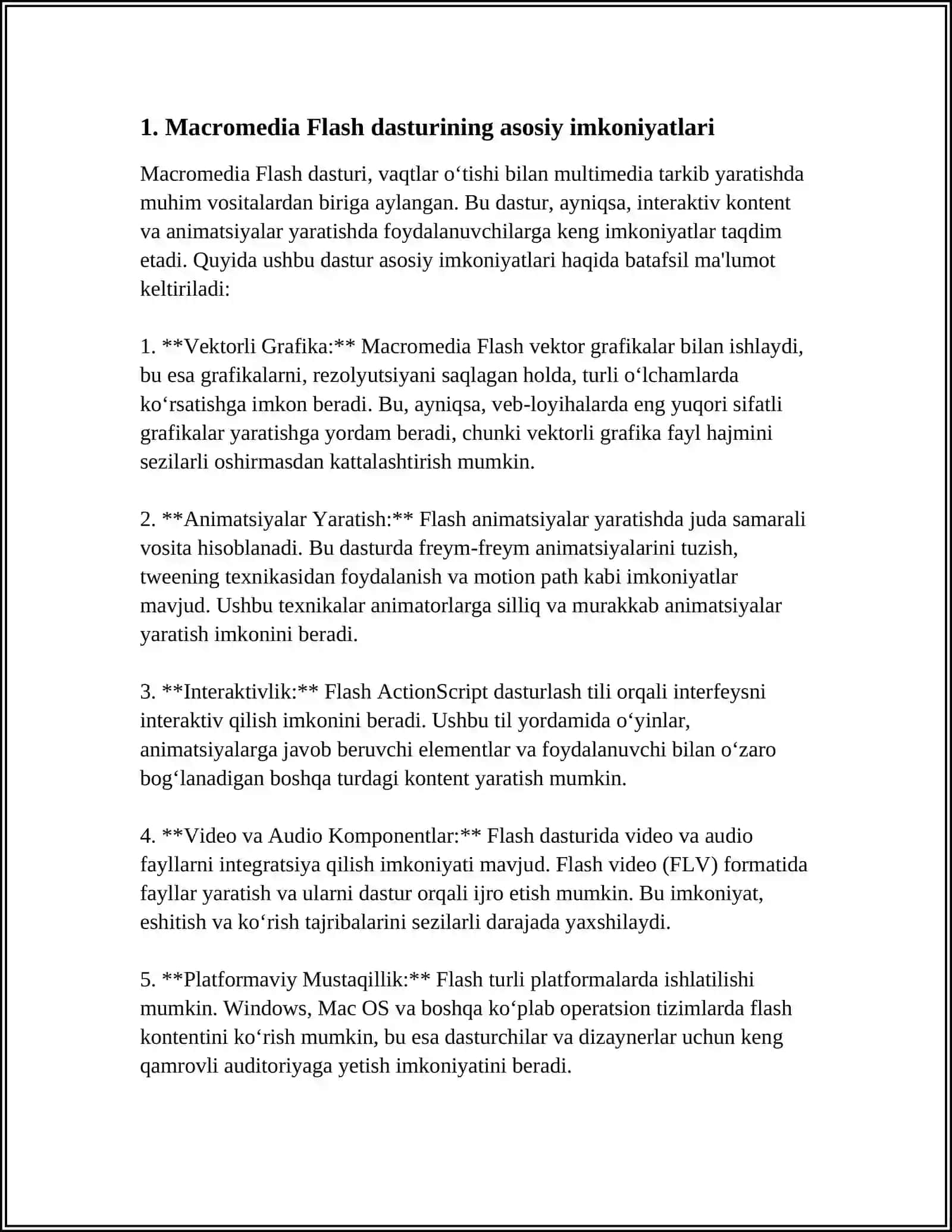 MACROMEDIA FLASH DASTURIDA QUIZ IMKONIYATLARI 3