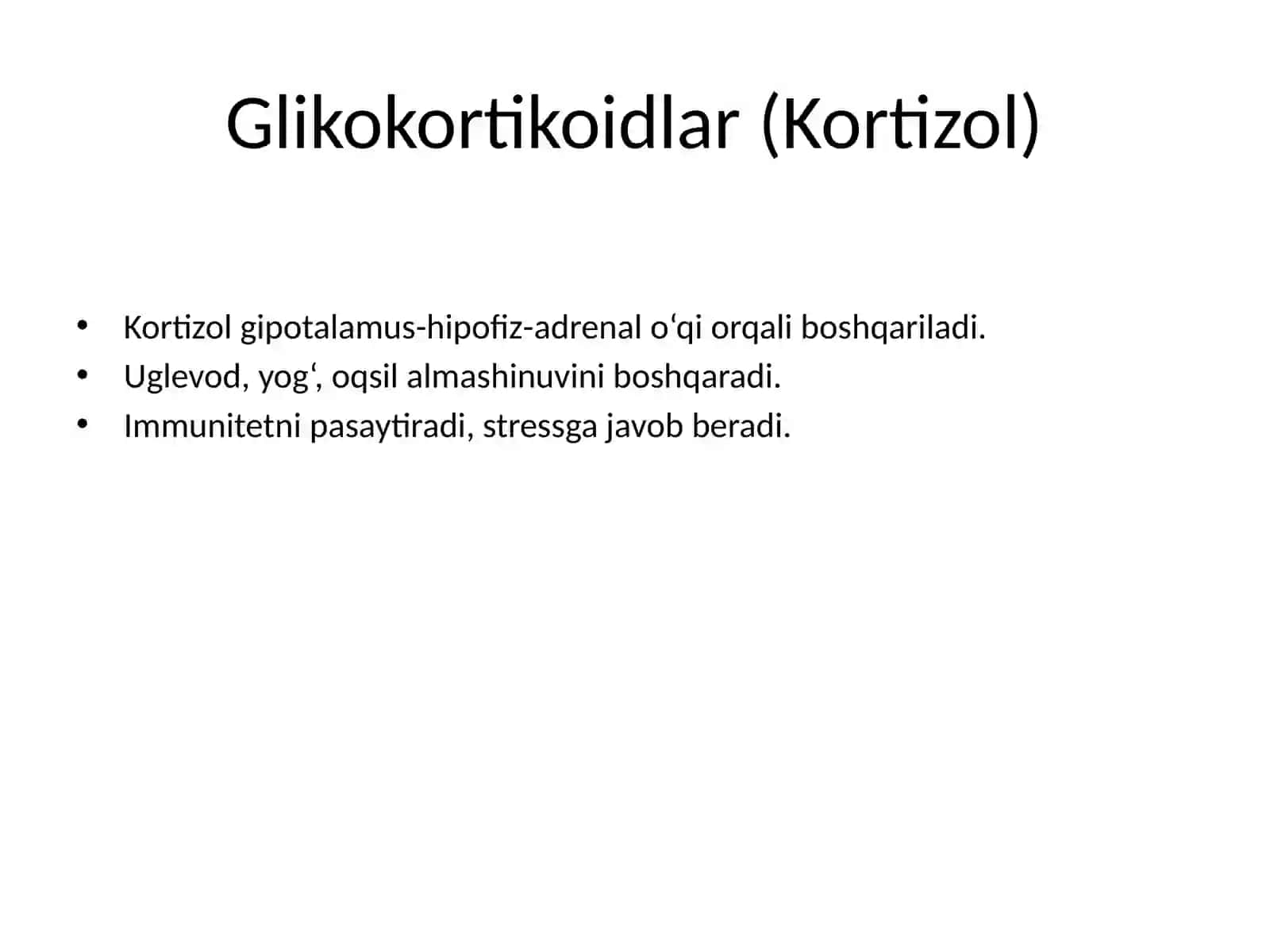 Adrenal bezlar buzulishi, glikokortikoidlar va mineralokortikoidlarning biologik ta’siri 3