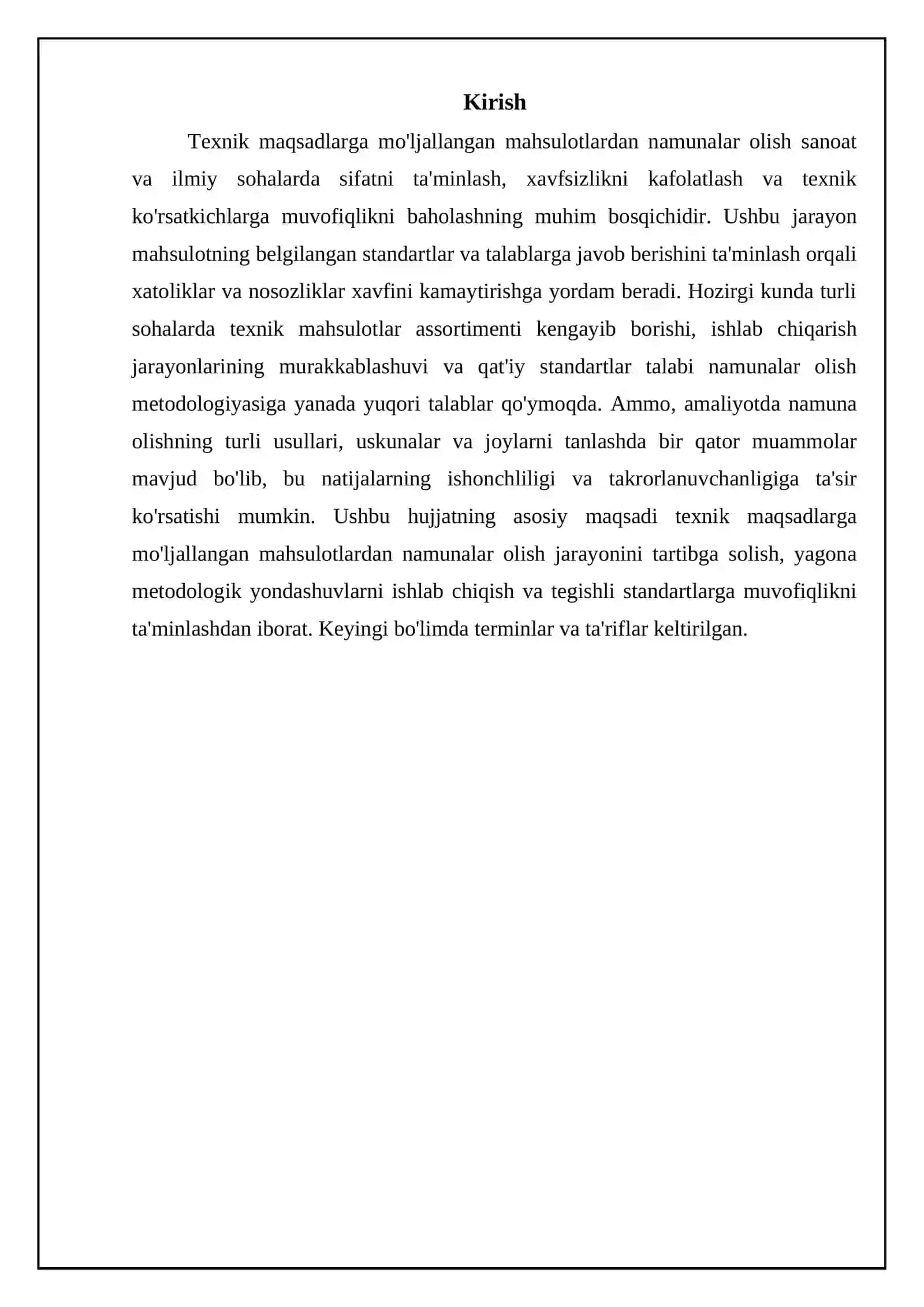 Texnik maqsadlar uchun mo'ljallangan maxsulotlardan na'muna olish 3