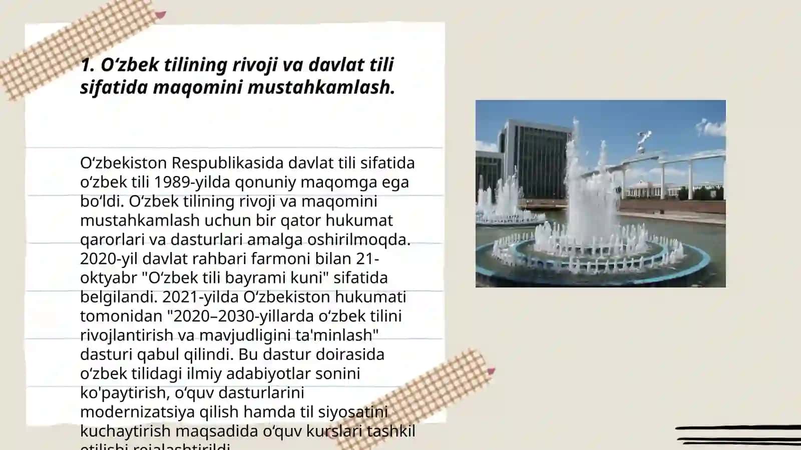 Mustaqillik yillarida oʻzbekistonda manaviy va madaniy taraqqiyot 3