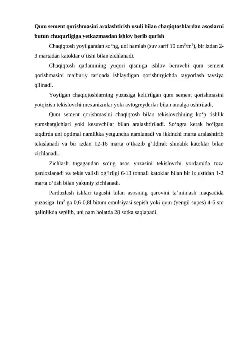 Yo‘l to‘shamasi konstruksiyasi ko‘ndalang kesimini asoslash 3