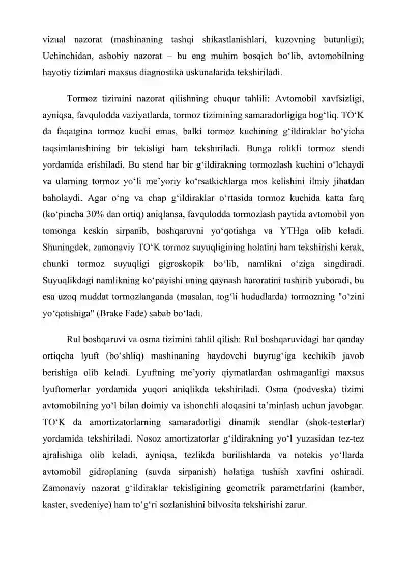 AVTOMOBILNI UMUMIY TEXNIK KO'RIKNING ILMIY-AMALIY ASOSLARI 3