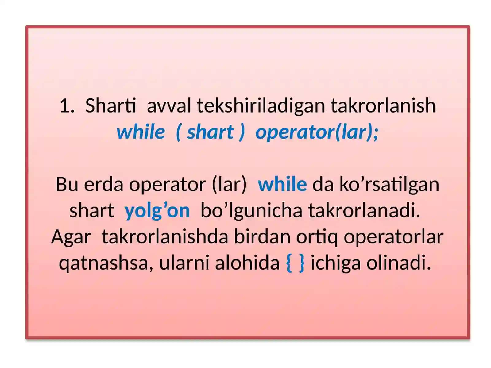 C/C++ tilida takrorlanuvchi dastur 3