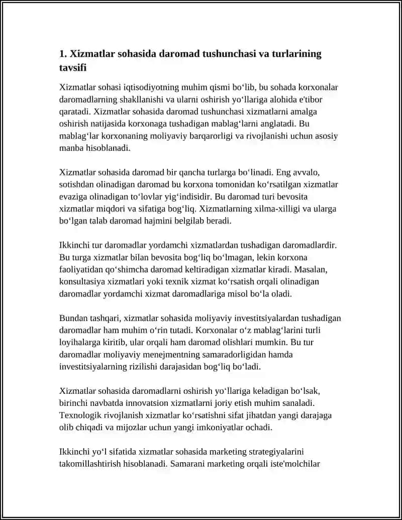 XIZMATLAR SOHASI KORXONALARIDA DAROMADLAR VA ULARNI OSHIRISH YO'LLARI 3