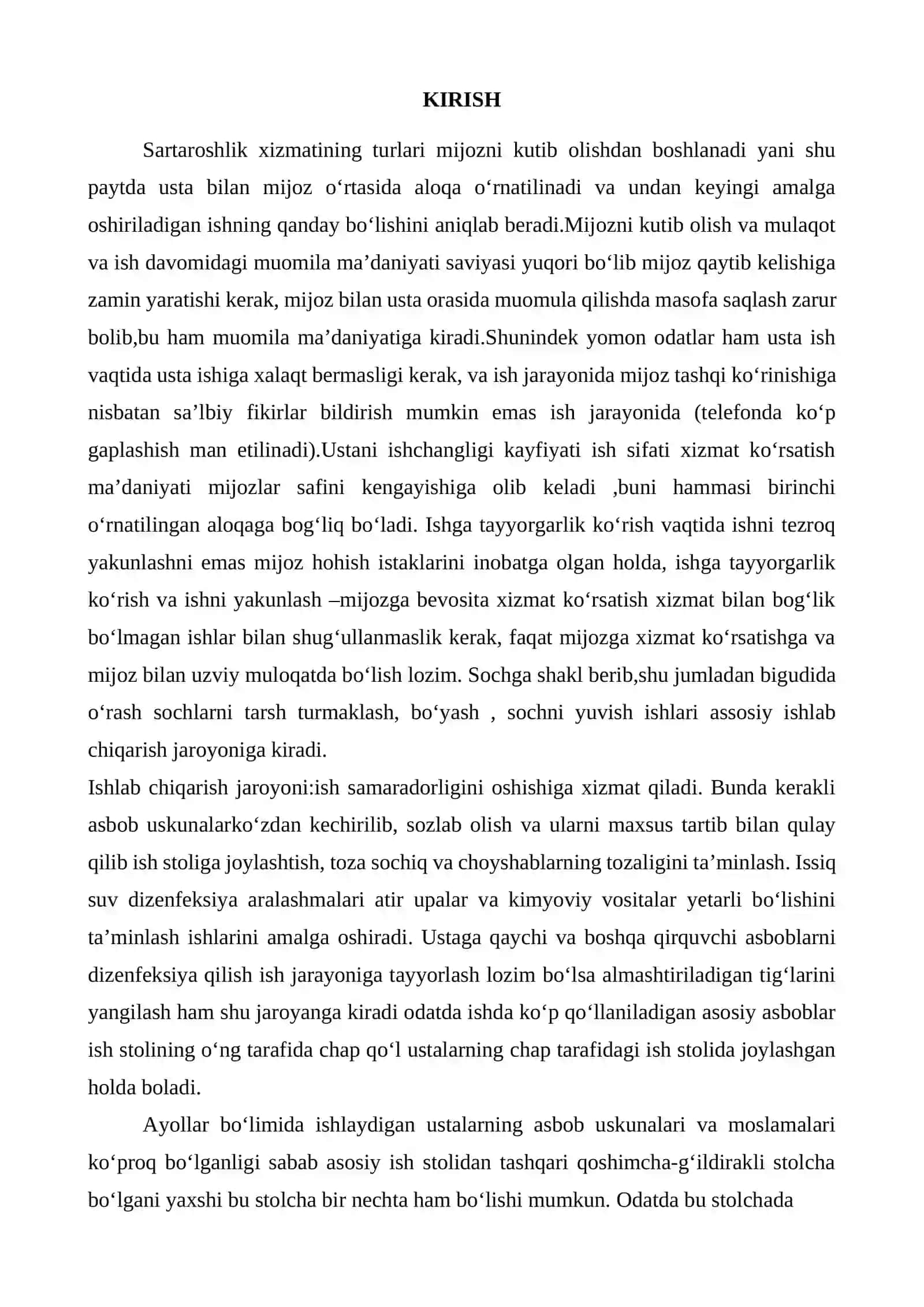 Sartaroshlik ishlari materiallari va asbob-uskunalari fanidan o'qitish materiallari to'plami 3