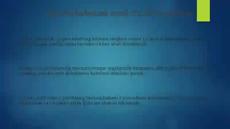 Oʻqitish natijalarini nazoratining ogʻzaki metodi 3
