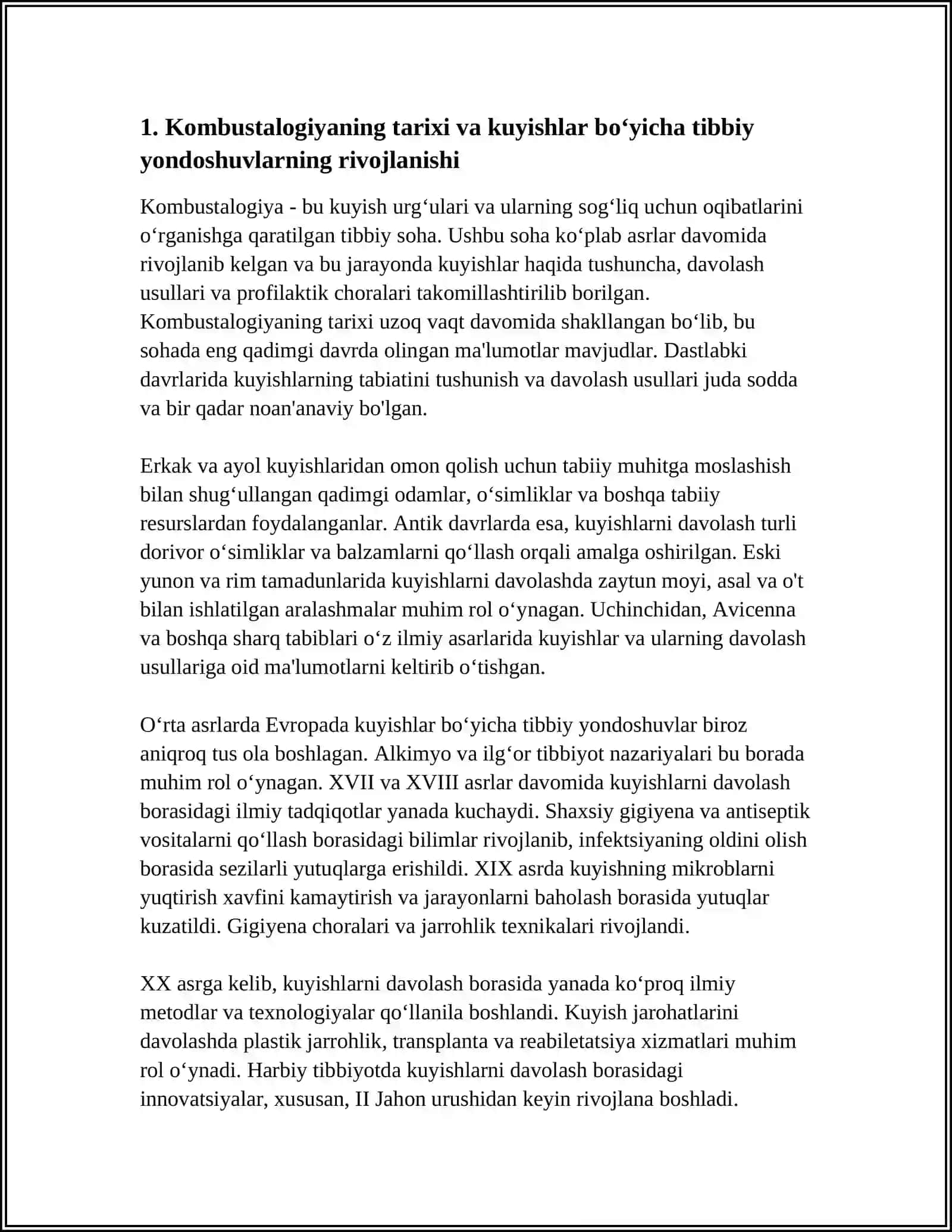 KOMBUSTALOGIYA TARIXI KUYISHLAR EPIDIMIOLOGIYASI VA ULARNI EPIDIMIOLOGIYA CHORALARI 3
