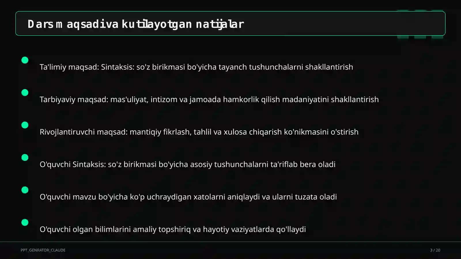 Sintaksis: so'z birikmasi (8-sinf) Ona tili (5–11) — metodik birlashma uchun 3