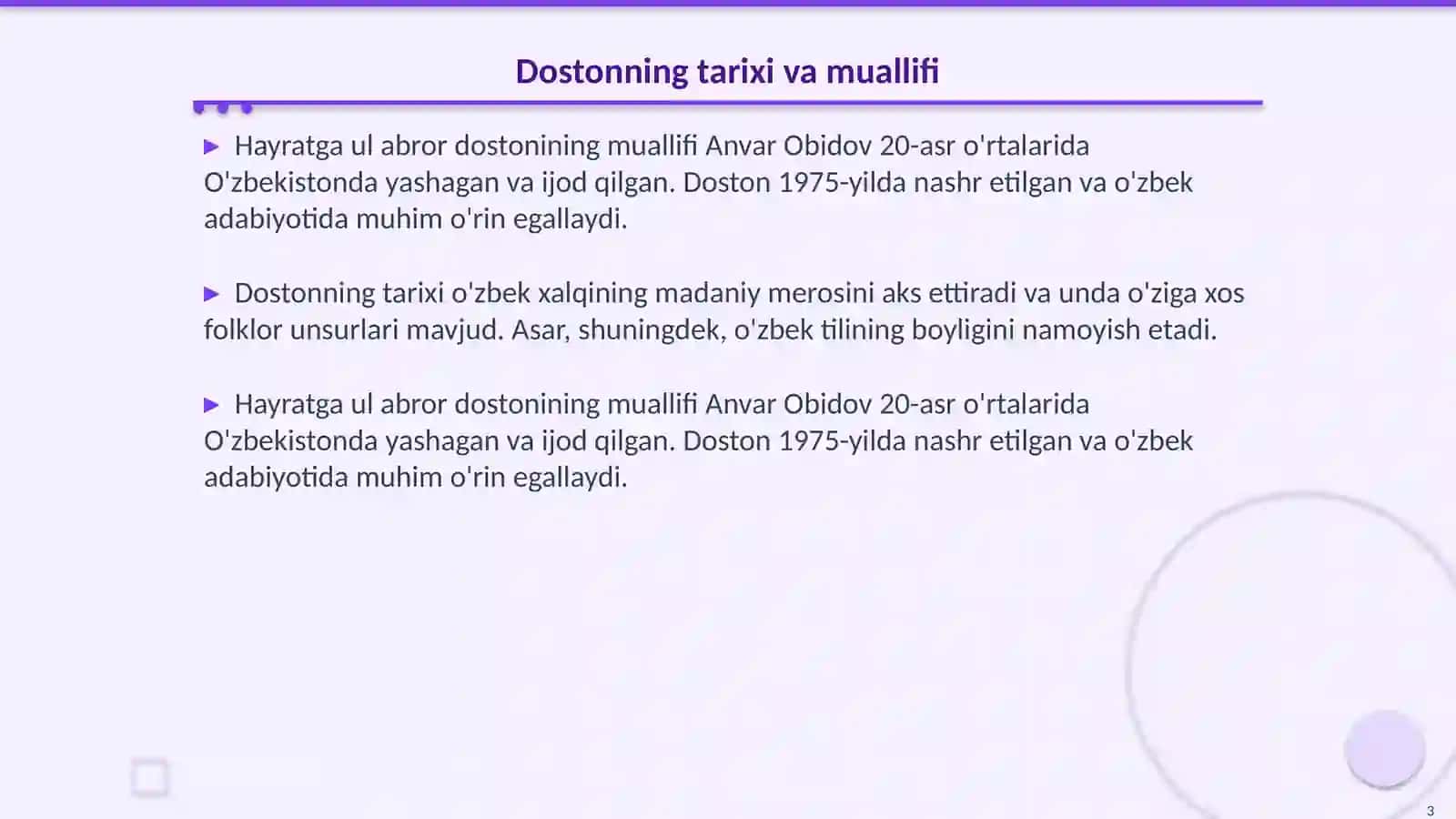Hayratga ul abror dostoning boblarini tahlil qilish 3