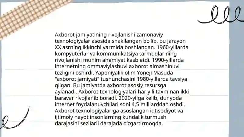 Axborotni jamiyatda tutgan o'rni va ahamiyati 3