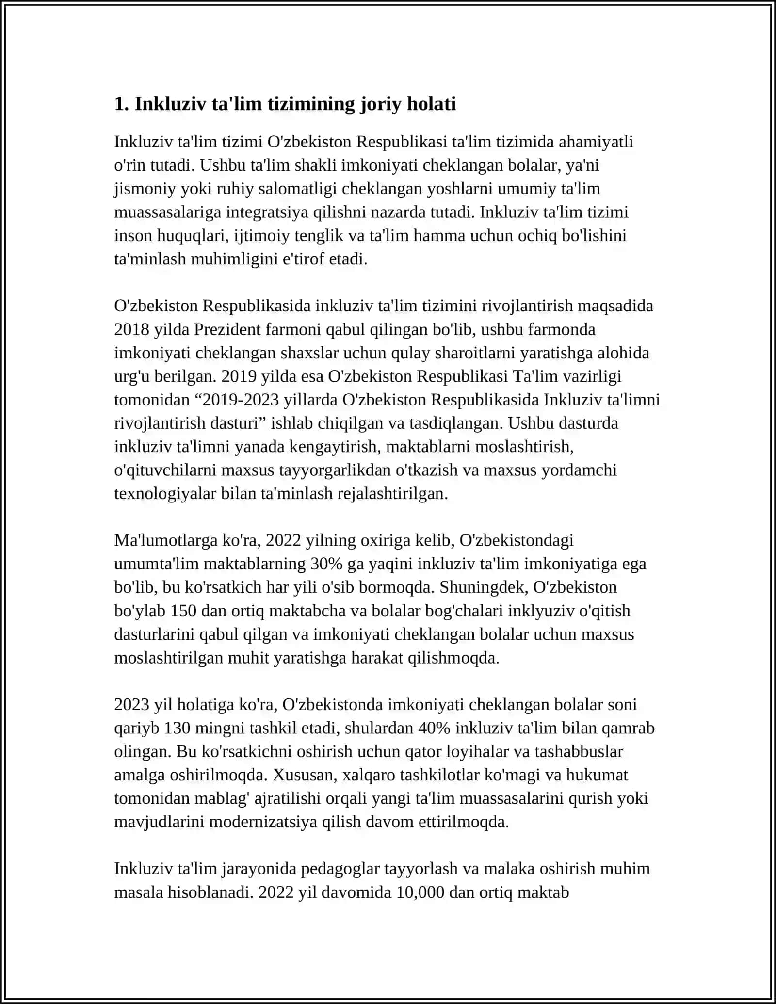 OZBEKISTONDAGI INKLYUZIYA RIVOJLANISHI MALUMOTLARI 3