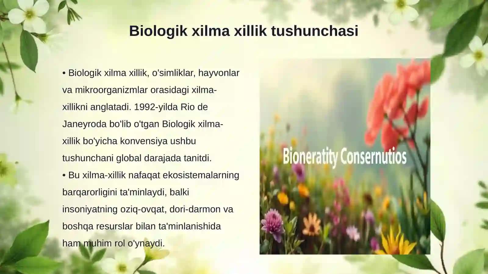 Biologik xilma xillikni saqlash va genetik resurslarini asrash 3