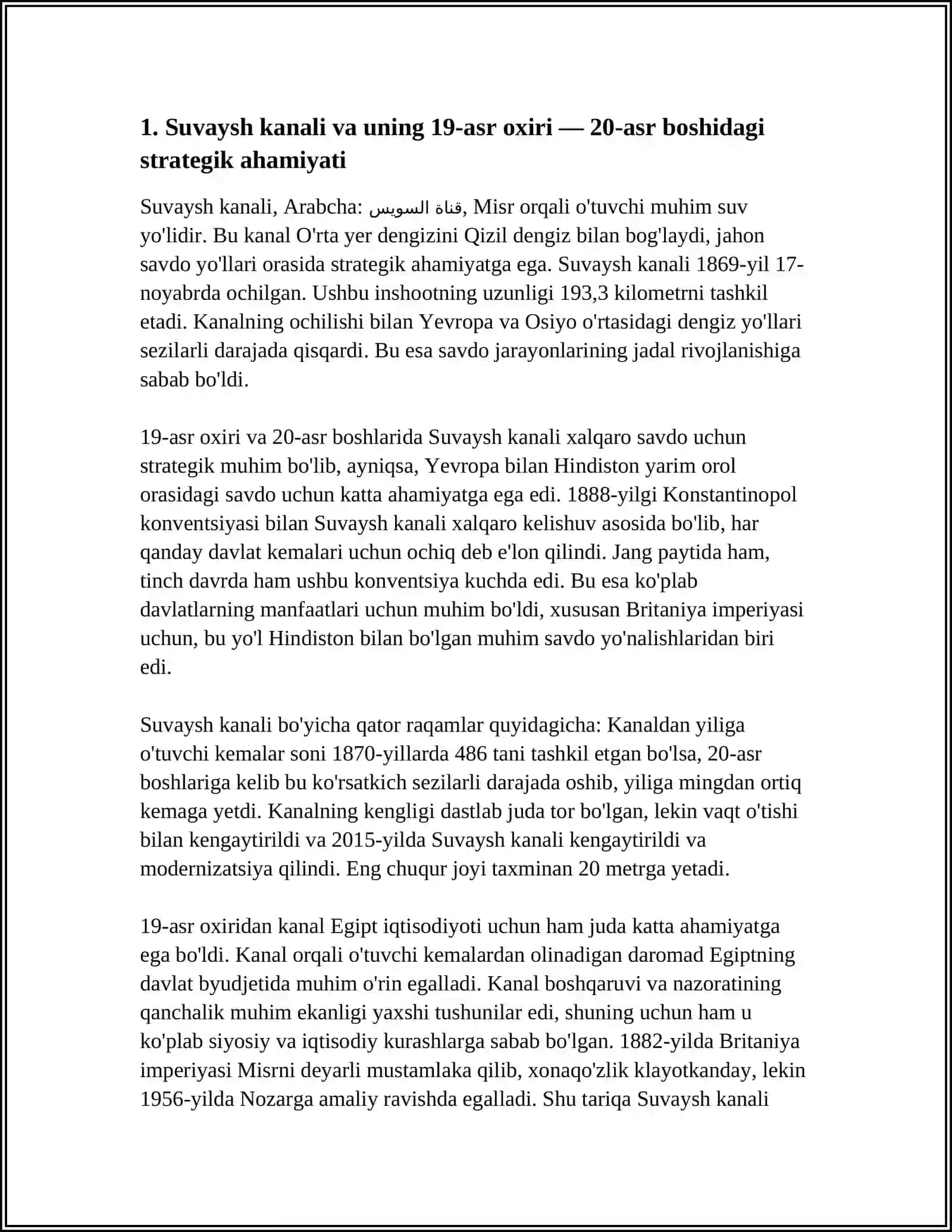 19ASR OXIRI 20 ASR BOSHIDAGI XALQARO MUNOSABATLAR TIZIMIDA MISR MASALASI 3