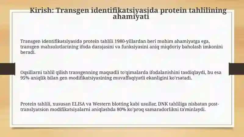 Transgenni aniqlashda oqsil boʻyicha tahlil qilish 3