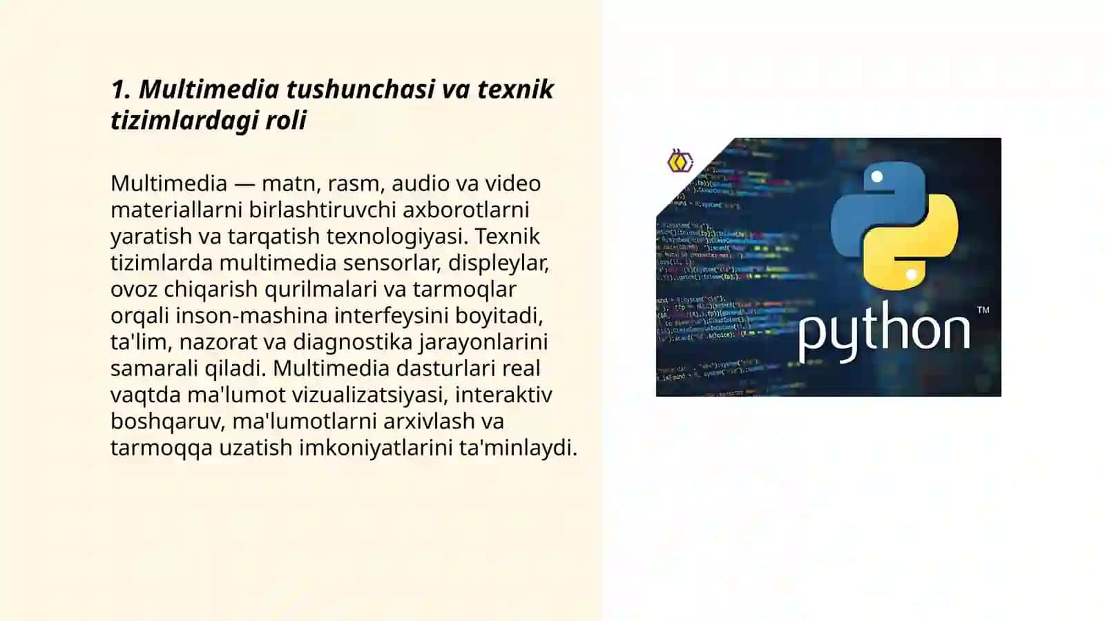 Texnik tizimlari multimedia dasturlaridan foydalanish texnologiyalari 3