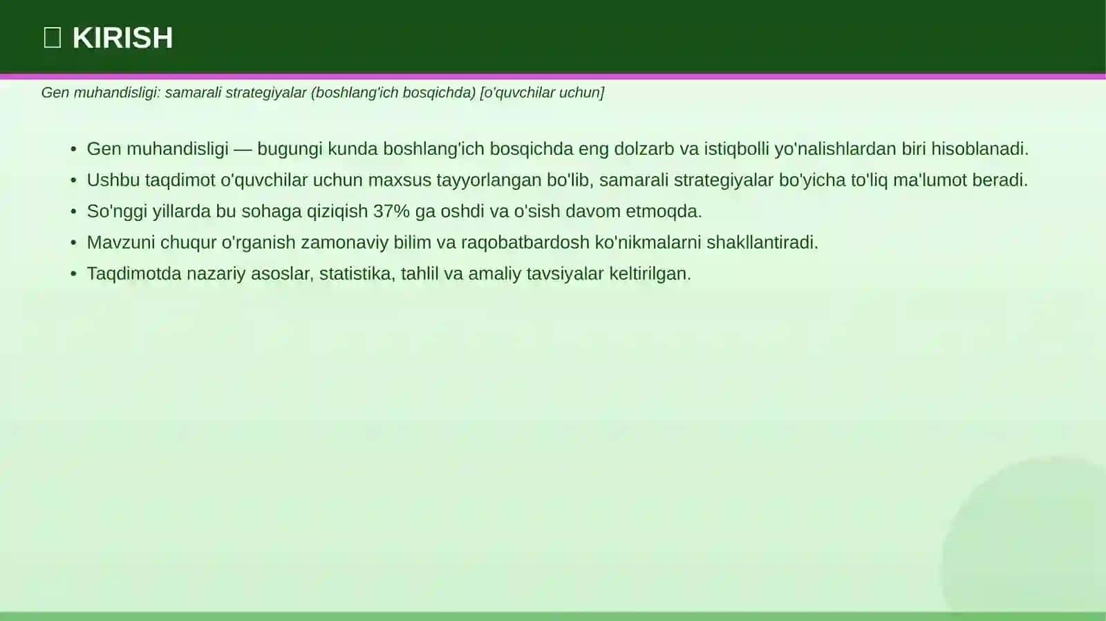 GEN MUHANDISLIGI: samarali strategiyalar 3