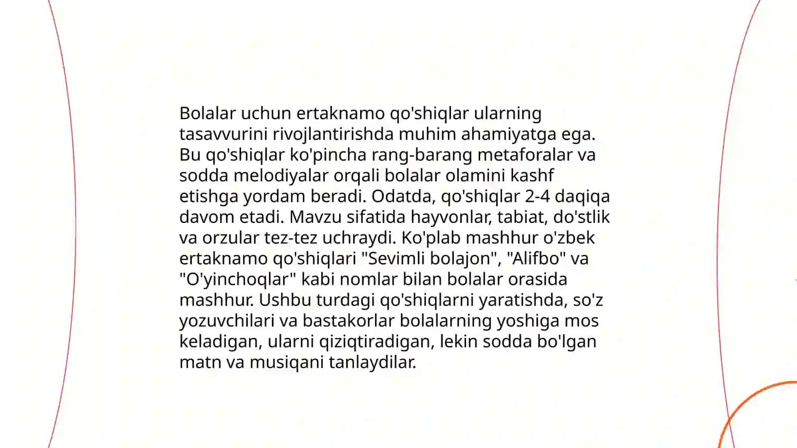Bolalar qo'shiqlari. Xalq qo'shiqlari va adabiy qo'shiqlar 3