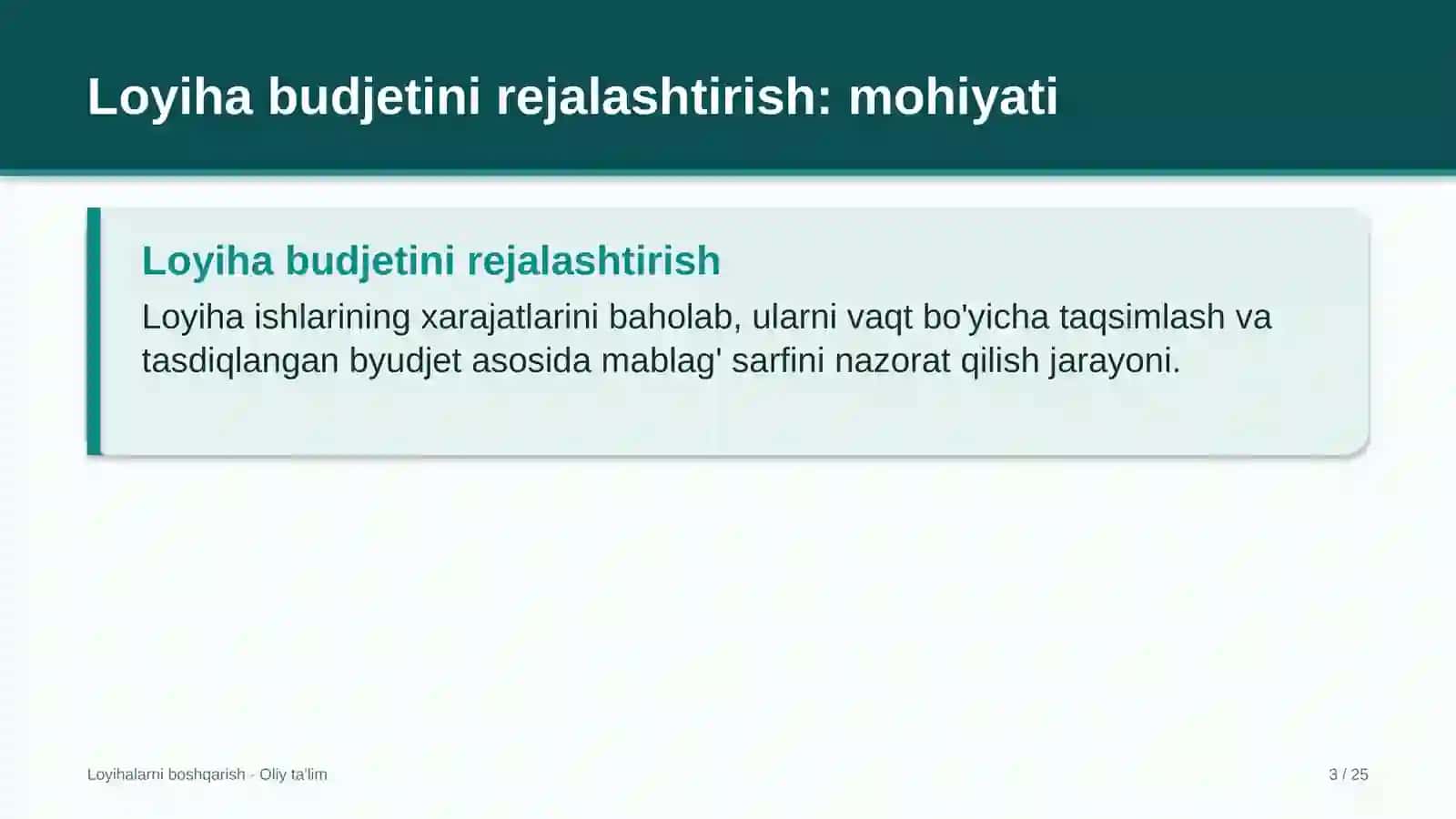 Chorvachilik xo'jaliklarida loyiha budjetini rejalashtirish 3