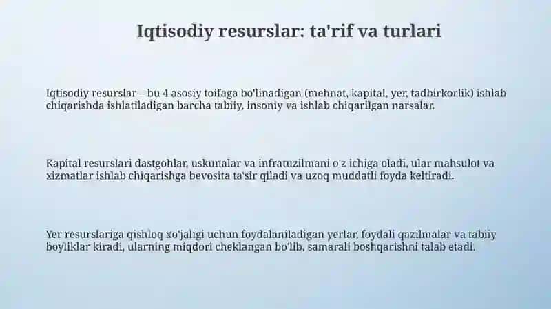Iqtisodiy resurslar va iqtisodiy tanlov 3