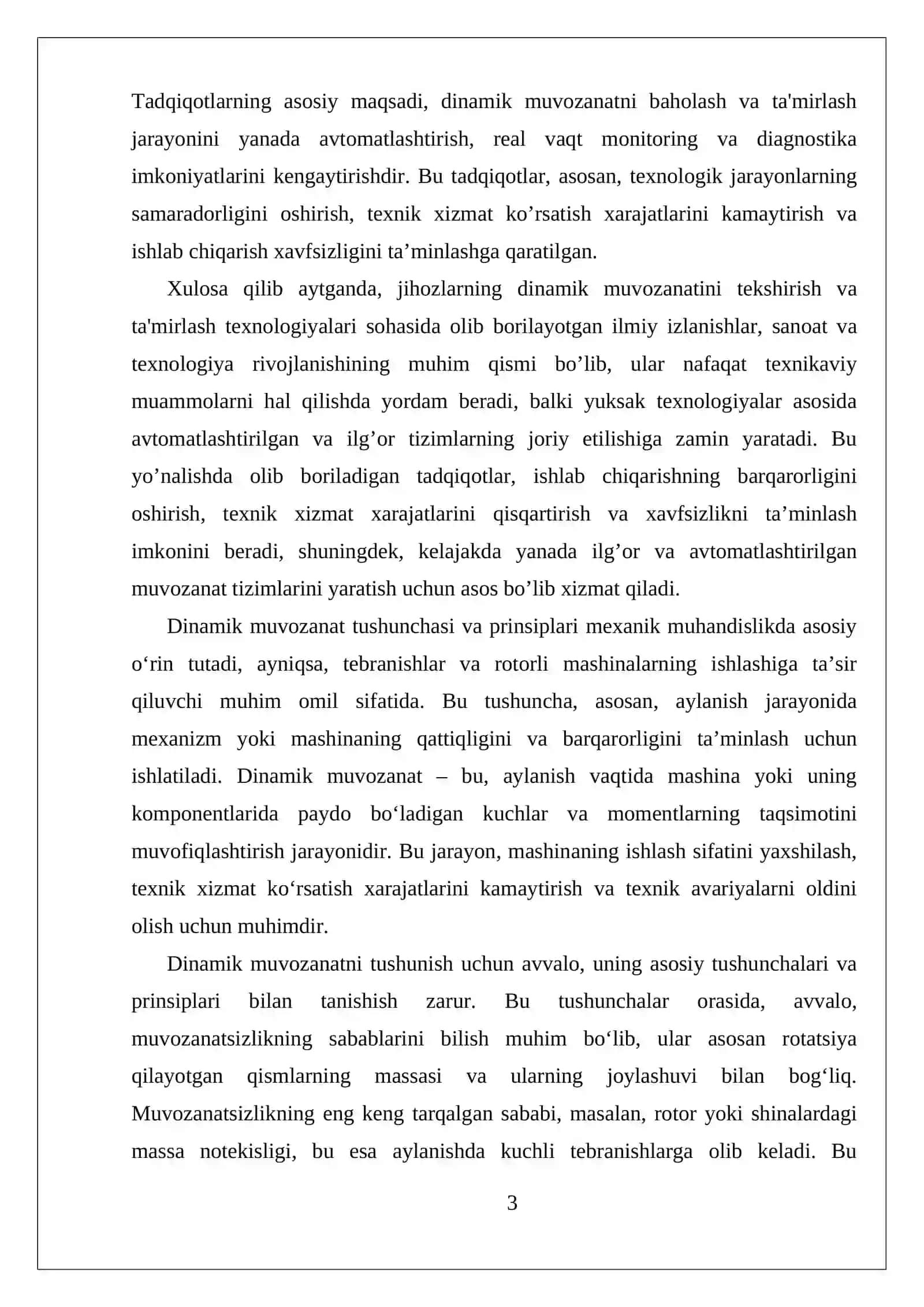 Dinamik muvozanatning texnik tahlili 3