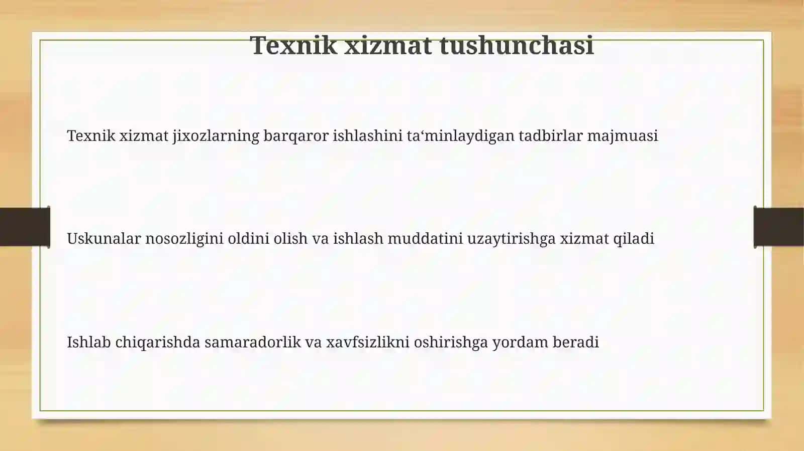 Jixozlarni ta‘mirlashda texnik xizmat ko‘rsatish tizimlari 3