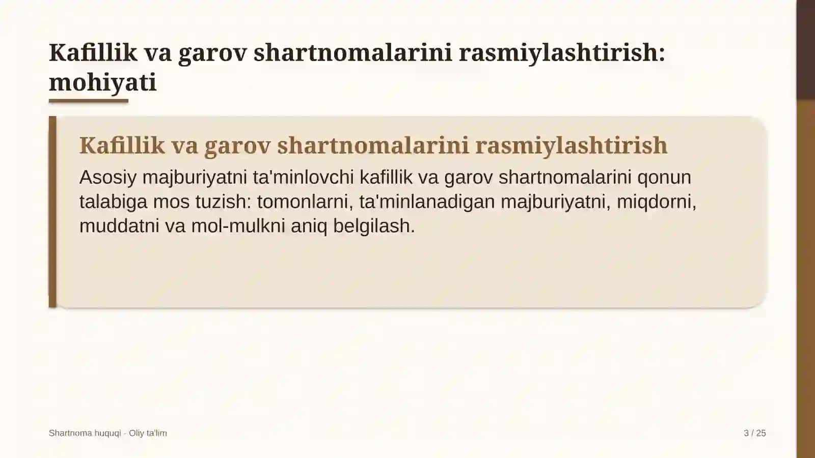 Shartnoma Huquqi · Oliy Ta'limg 3