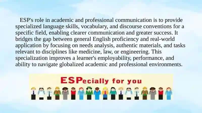 The role of English for Specific Purposes in academic and professional communication 3
