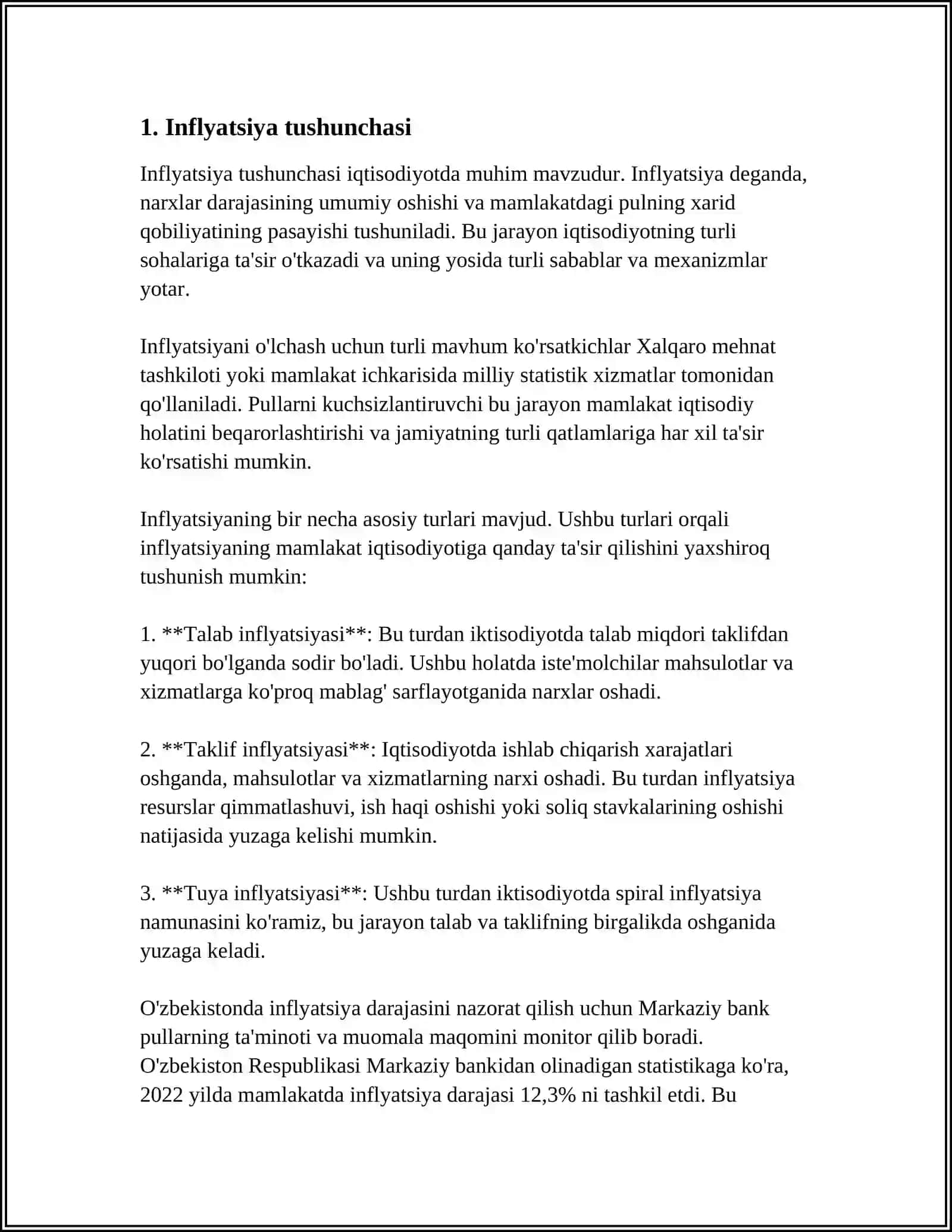 INFLYATSIYA, UNING IQTISODIY VA IJTIMOIY OQIBATLARI 3