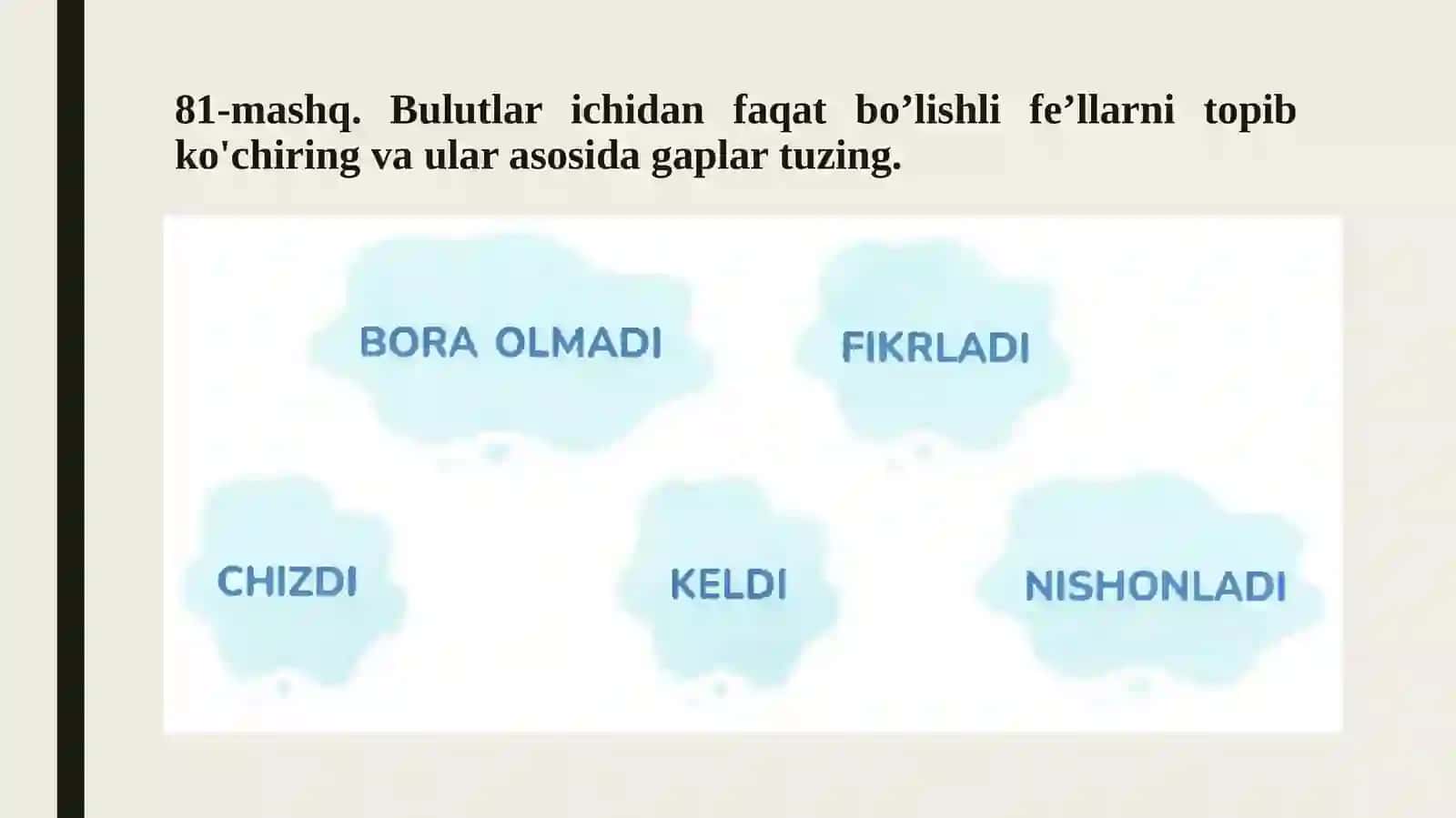 Bo‘lishli va bo‘lishsiz fe’llar 3