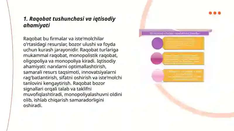 Raqobat va monopoliya.Narxning mohiyati va shakillanish xususiyatlari (Joʻrakulov Farrux) 3
